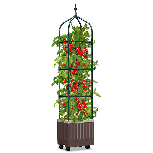 70.9" Raised Garden Bed Planter Box with Trellis