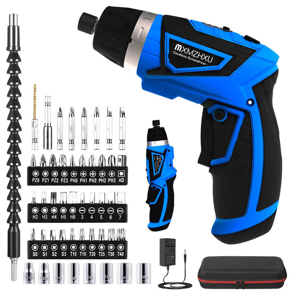 8V Cordless Screwdriver | 10Nm Torque | 47 Accessories | 2000mAh Battery | LED Light