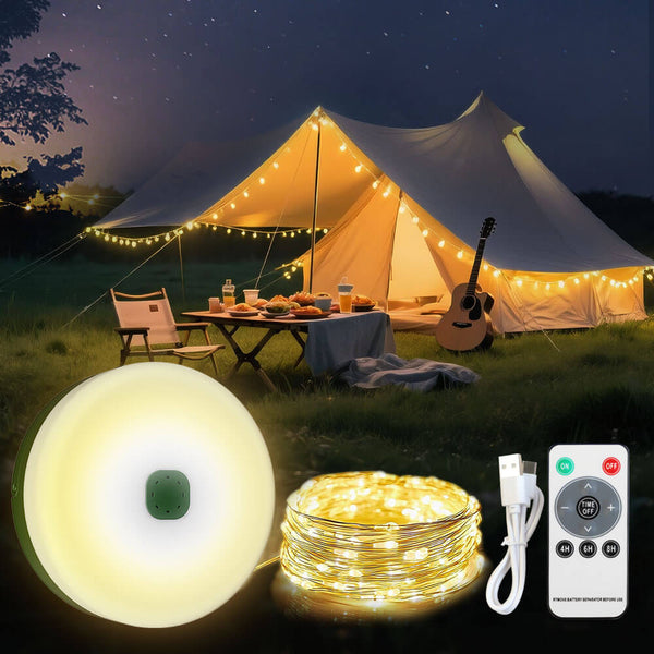 Outdoor Camping String Lights USB-Powered Warm White Light 32.8 Ft