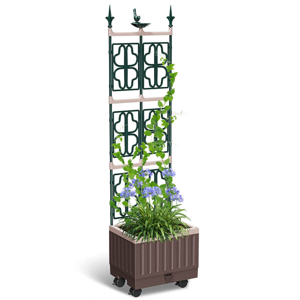 62" Self Watering Raised Garden Beds with Trellis for Climbing Plants Vines
